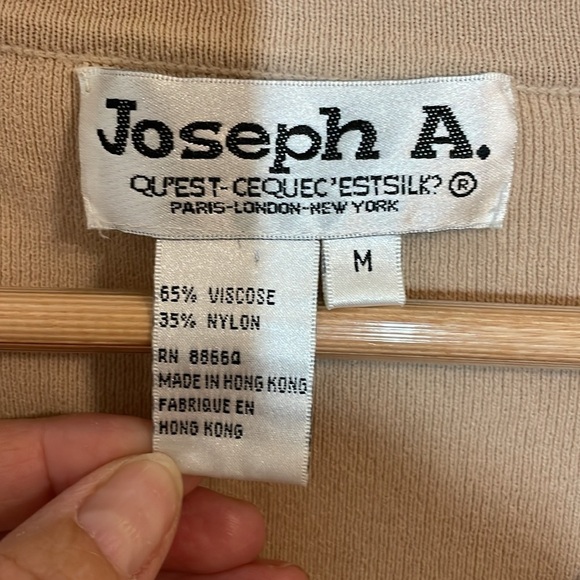 90s Vintage Joseph A. Aesthetic 3/4 sleeve Top, beige, tan, medium - Picture 3 of 4